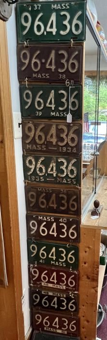 13 same # Massachusetts license plates