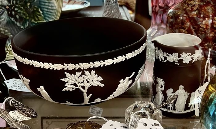 Wedgwood Basalt Jasperware bowl & pitcher